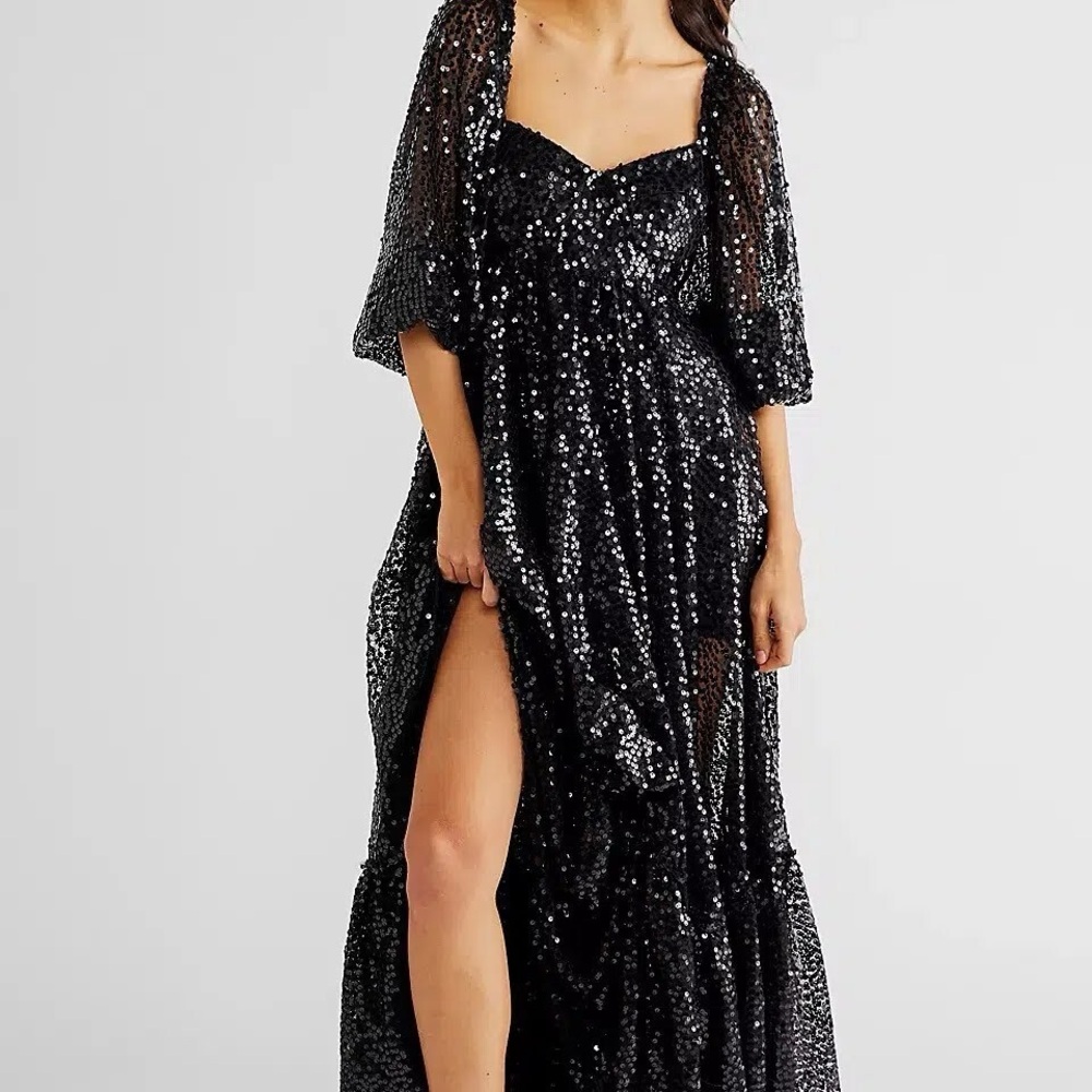 Selkie Black Sequin Maxi